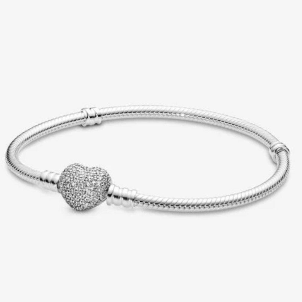 Pandora Silver Pavé Heart Bracelet  17cm 590727CZ